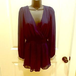 Bright navy Crystal Doll dressy romper w/rhineston